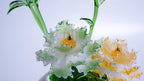 Green-Yellow LiuLi Crystal Peony Bonsai