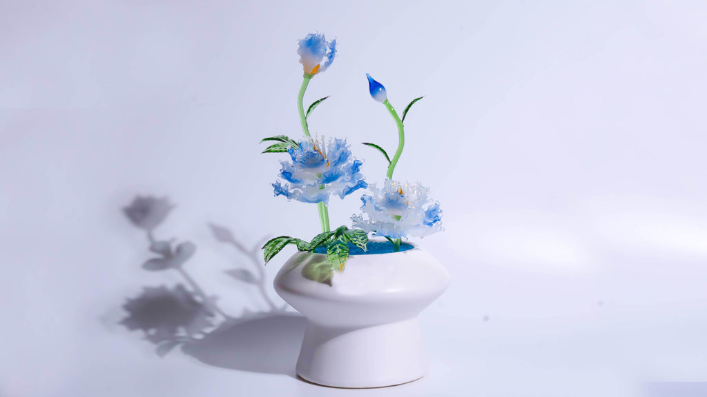 Blue Liuli Crystal Peony Bonsai