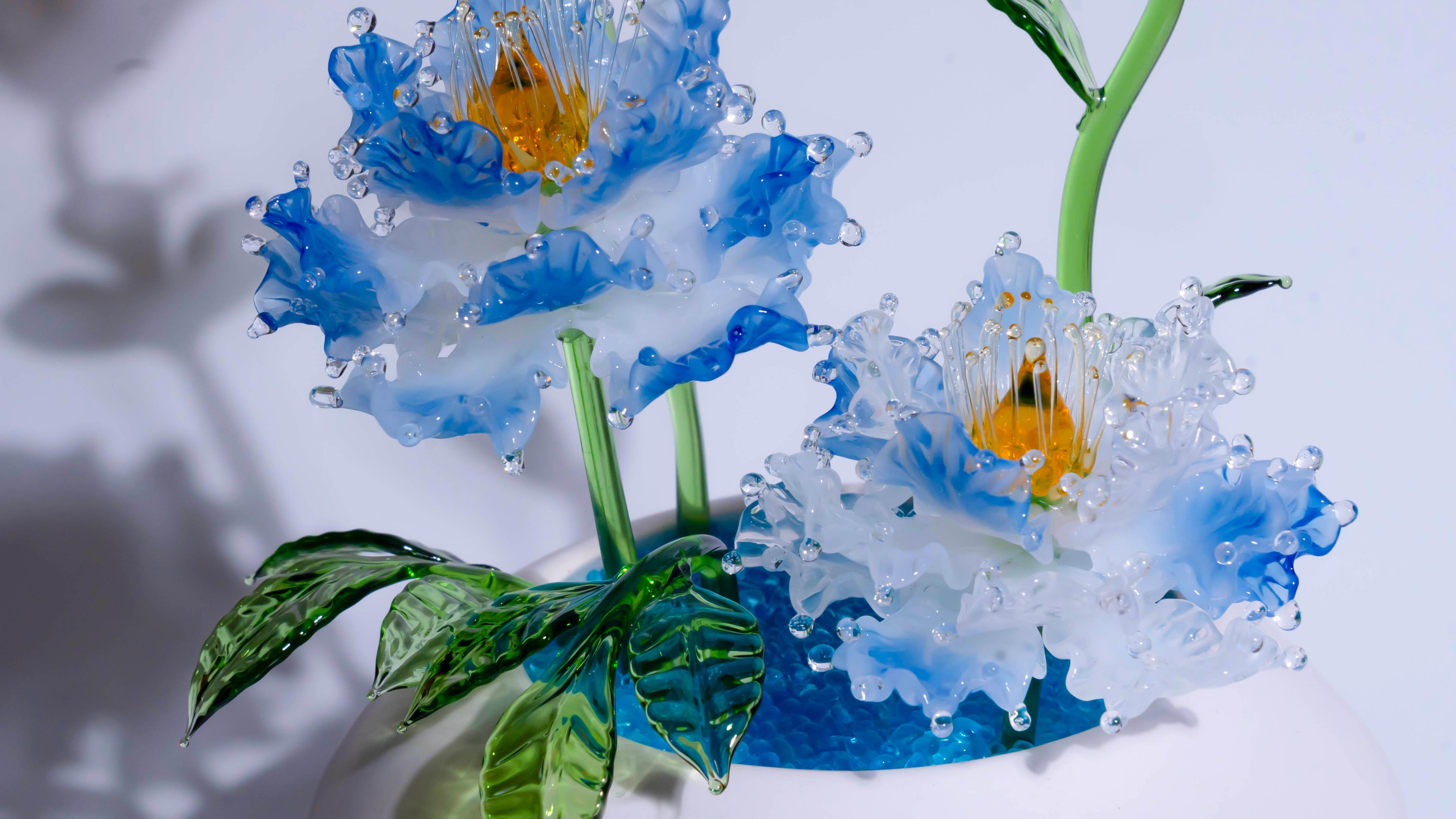 Blue Liuli Crystal Peony Bonsai