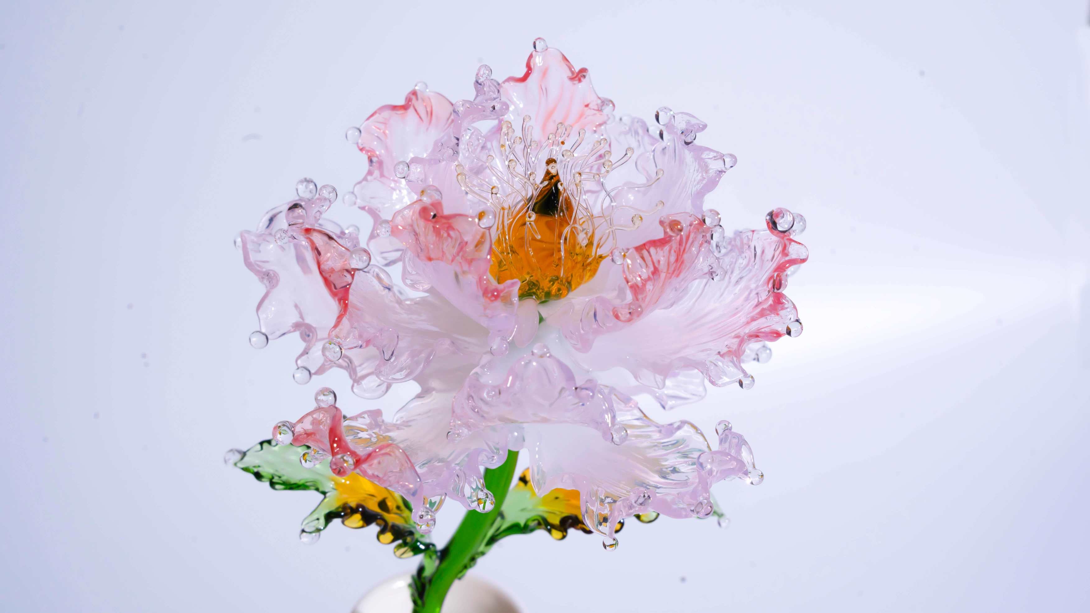 Red white LiuLI Crystal Peony