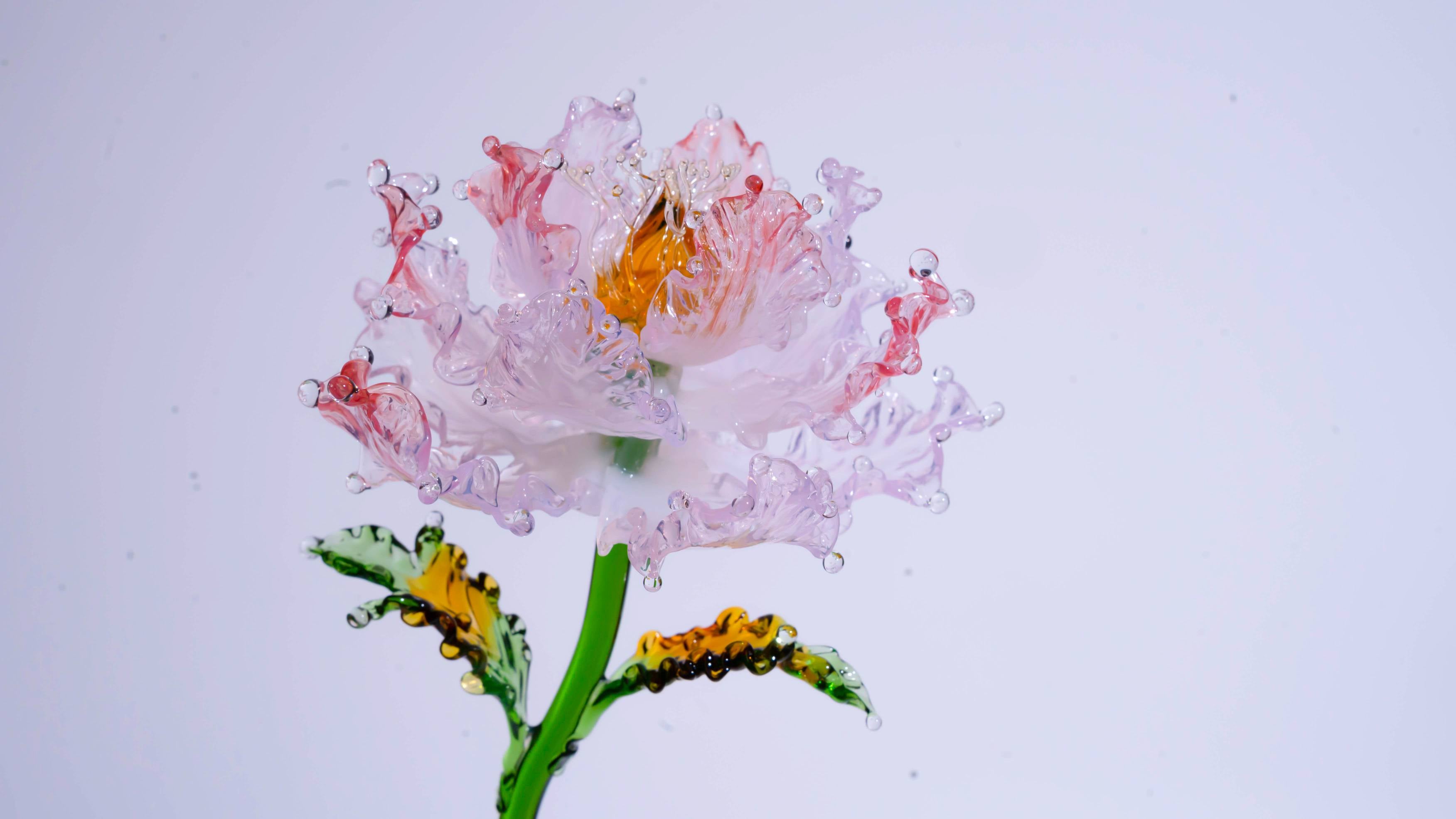 Red white LiuLI Crystal Peony