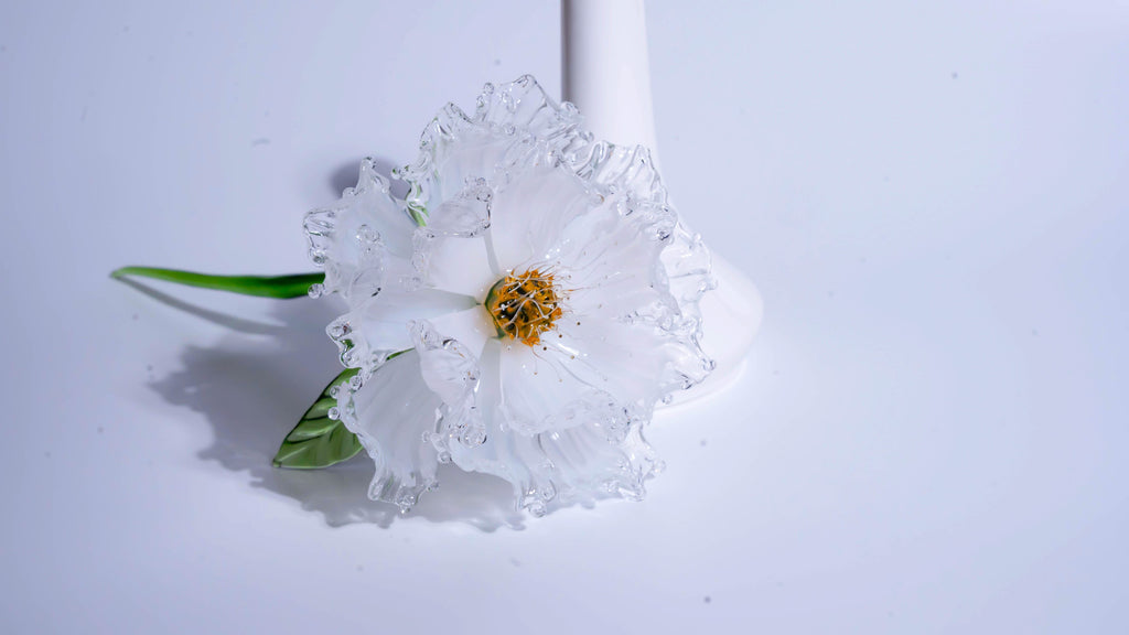 White Liuli Crystal Peony