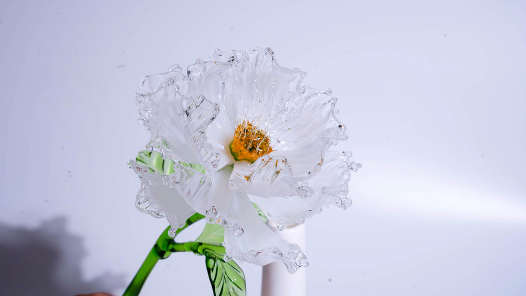 White Liuli Crystal Peony