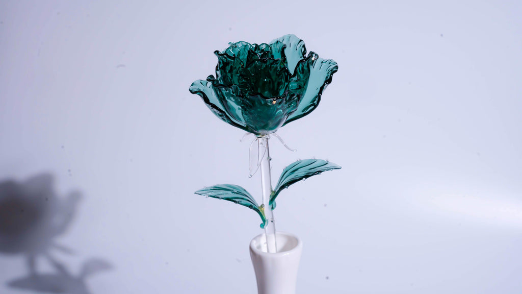 Dark Green Liuli Crystal Rose
