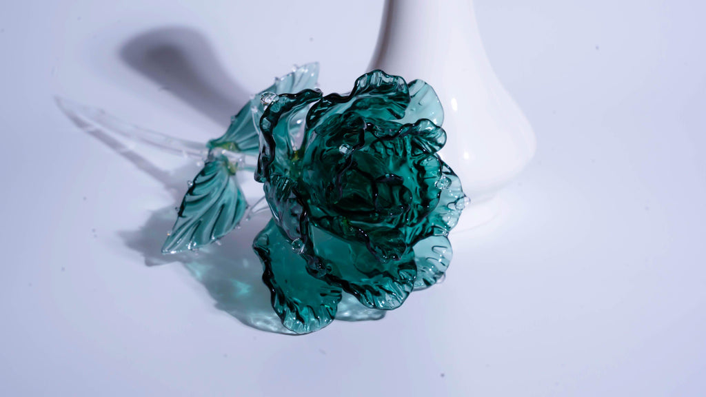 Dark Green Liuli Crystal Rose