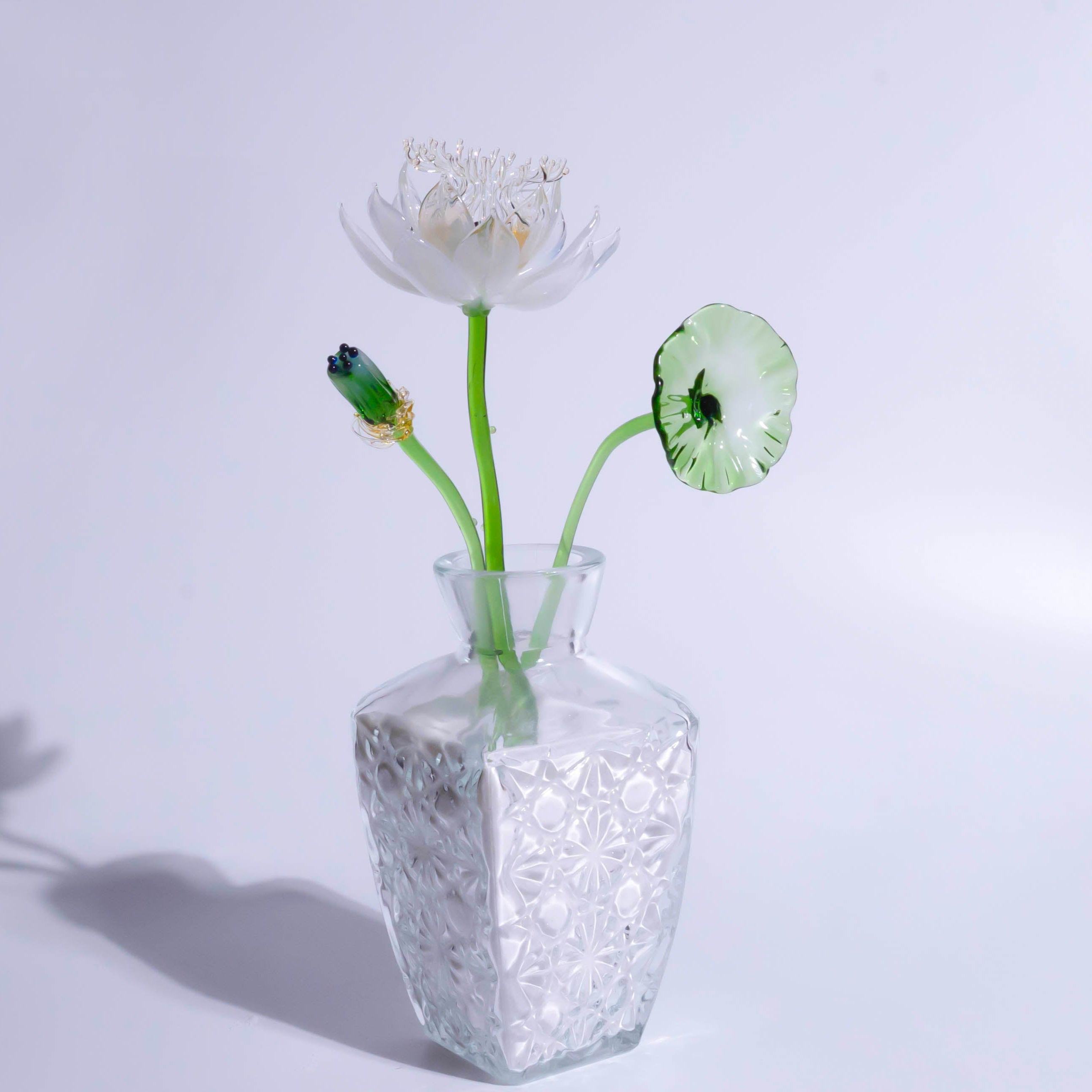 White LiuLi Crystal Lotus