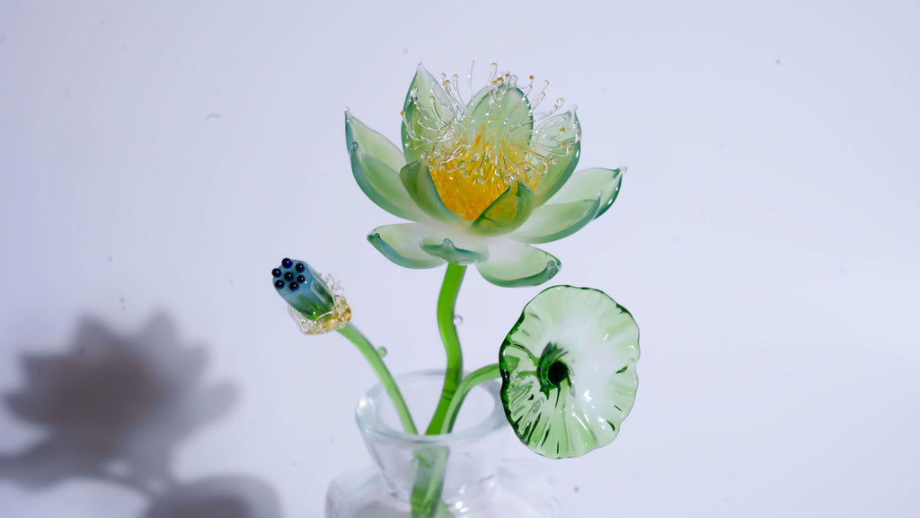 Green LiuLi Crystal Lotus