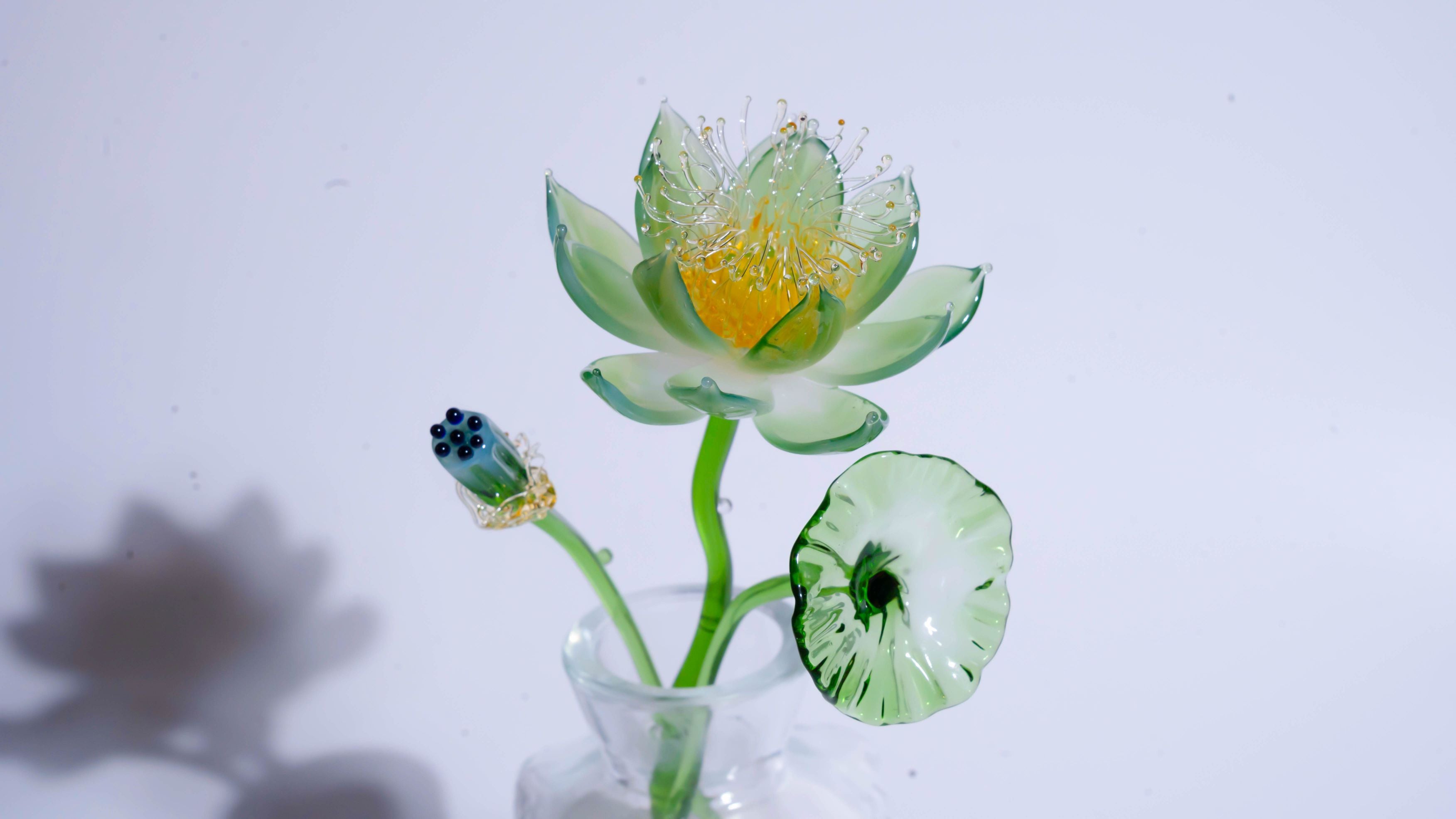 Green LiuLi Crystal Lotus