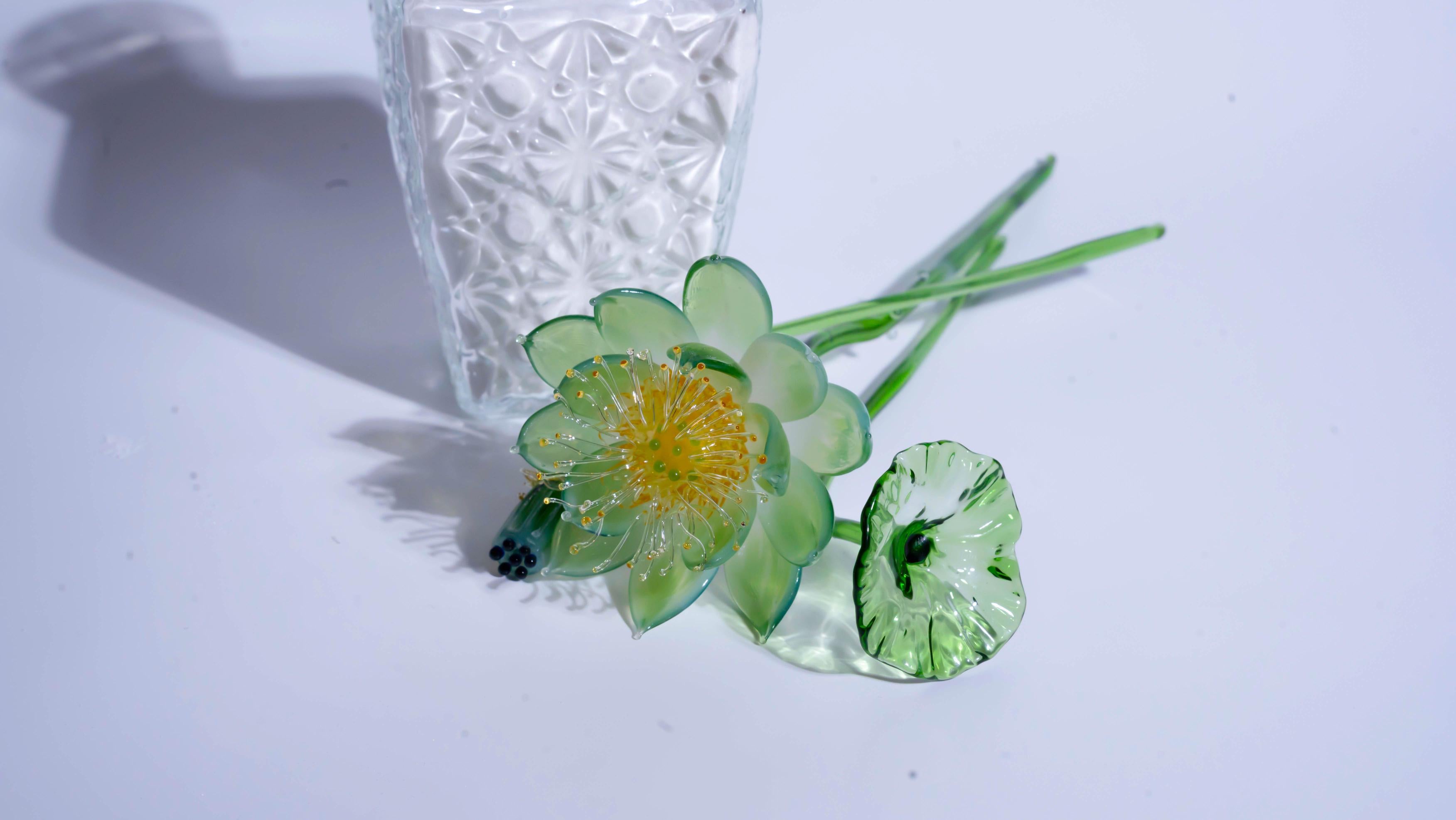 Green LiuLi Crystal Lotus