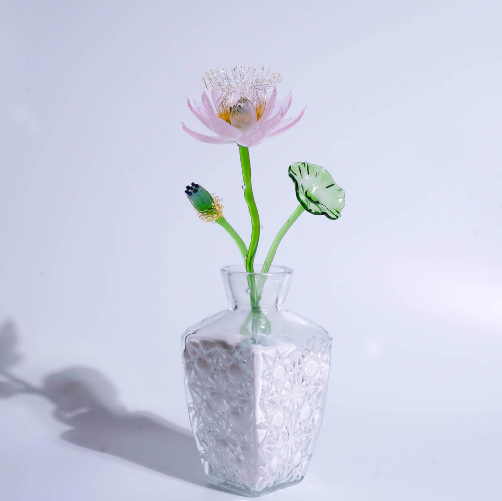 Pink LiuLi Crystal Lotus