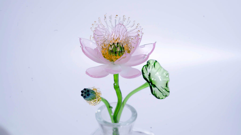 Pink LiuLi Crystal Lotus