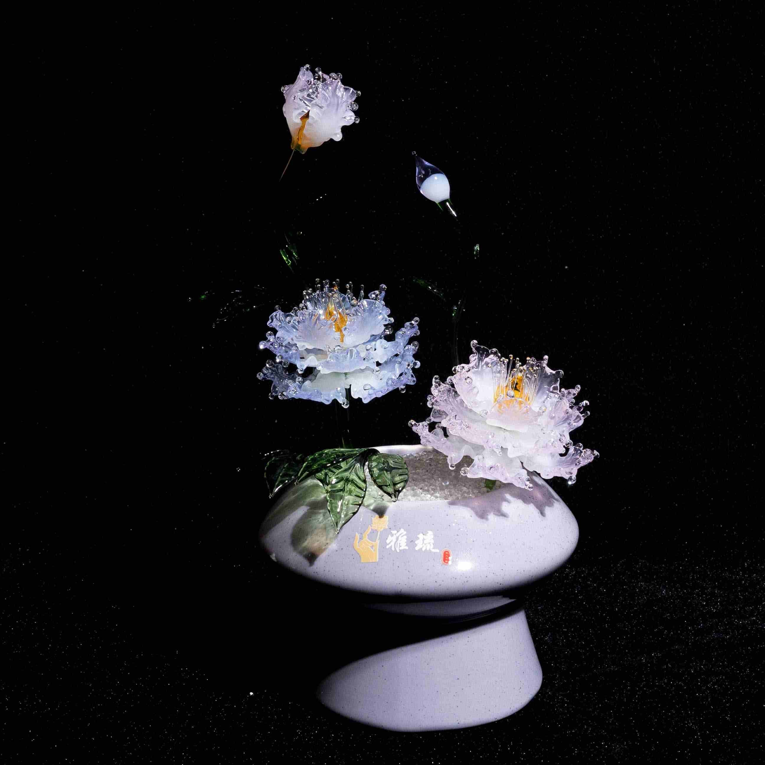 Purple-Pink Liuli Crystal Peony Bonsai
