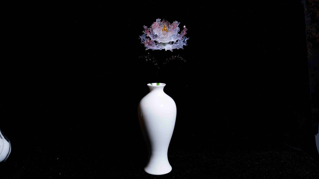 Red white LiuLI Crystal Peony