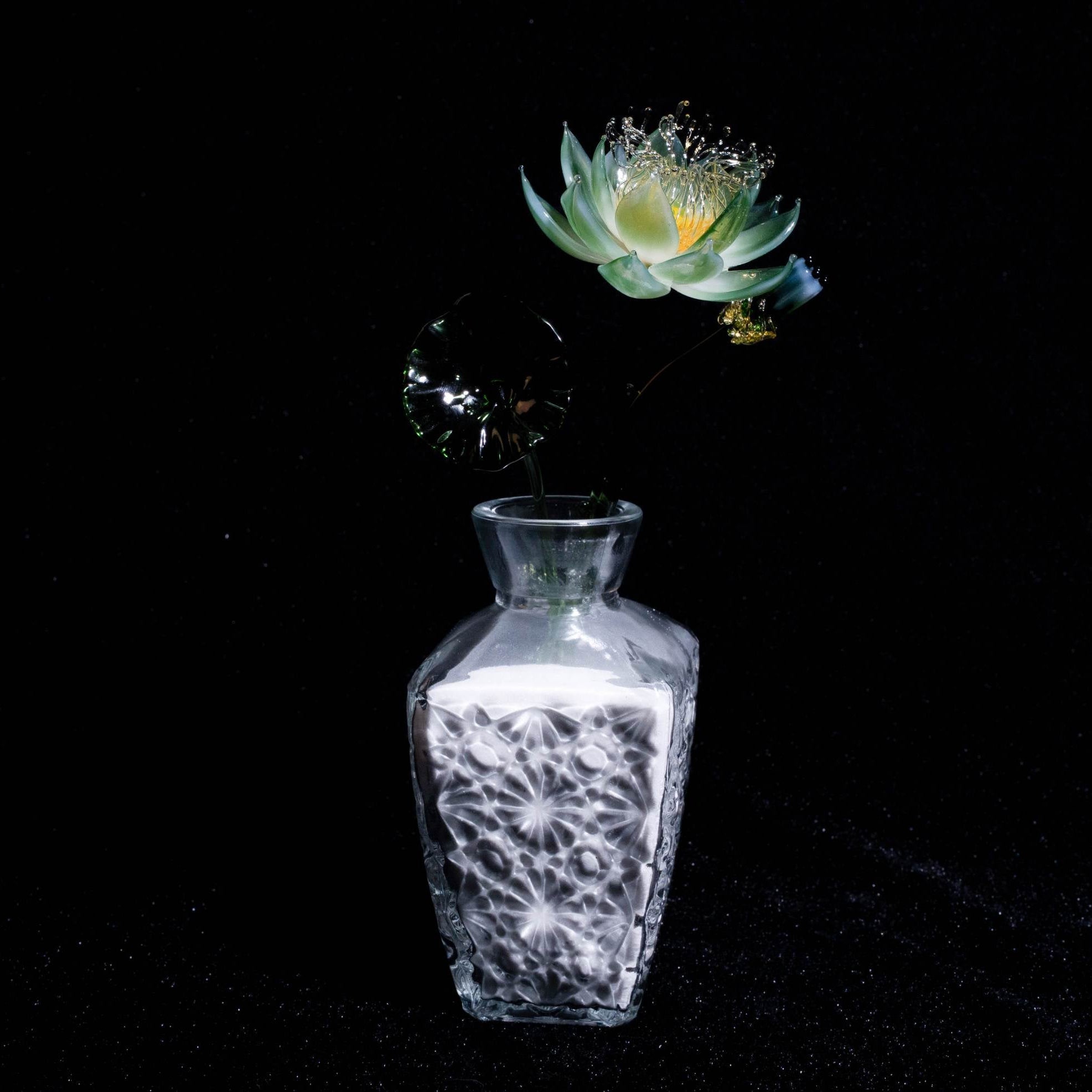 Green LiuLi Crystal Lotus