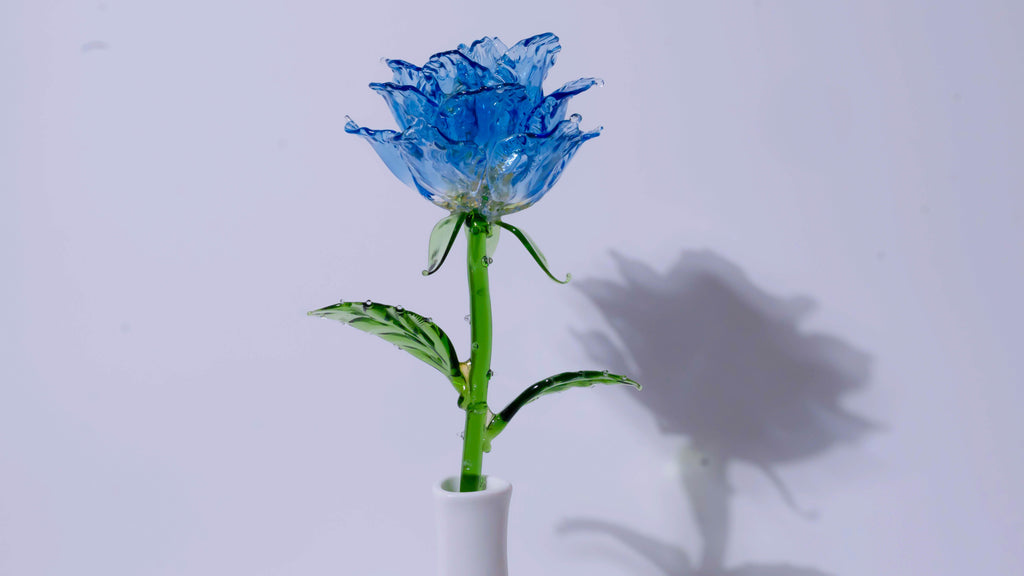 Blue Liuli Crystal Rose